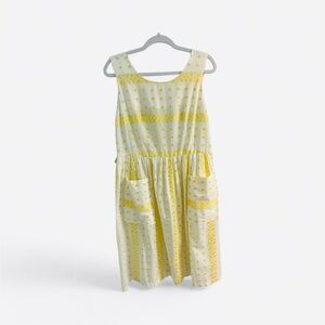 Vintage Yellow and White Sleeveless Dress